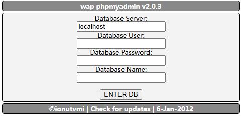 wap phpmyadmin v2.0.3